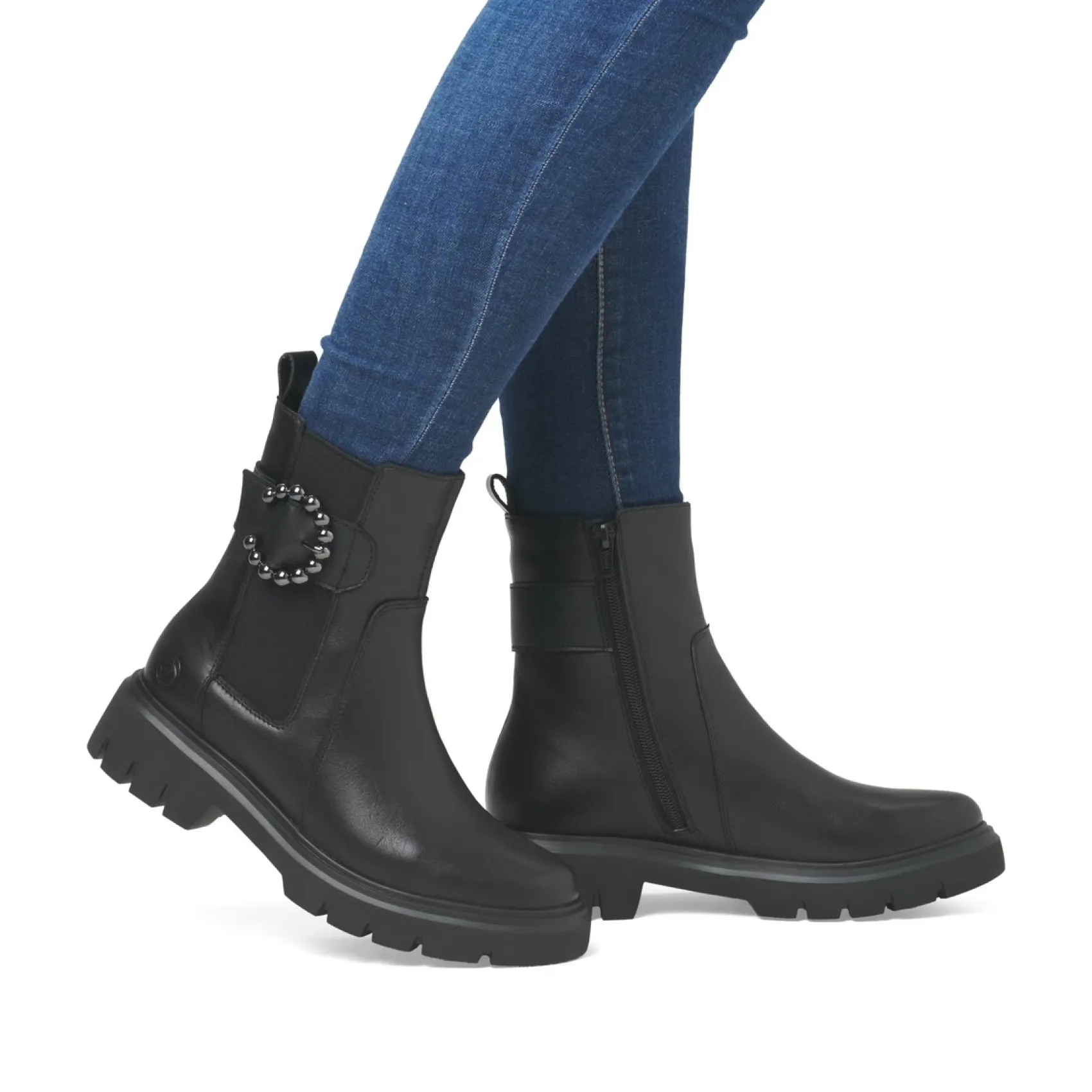 Stiefeletten|Remonte Chelsea Boot in Übergrößen Schwarz