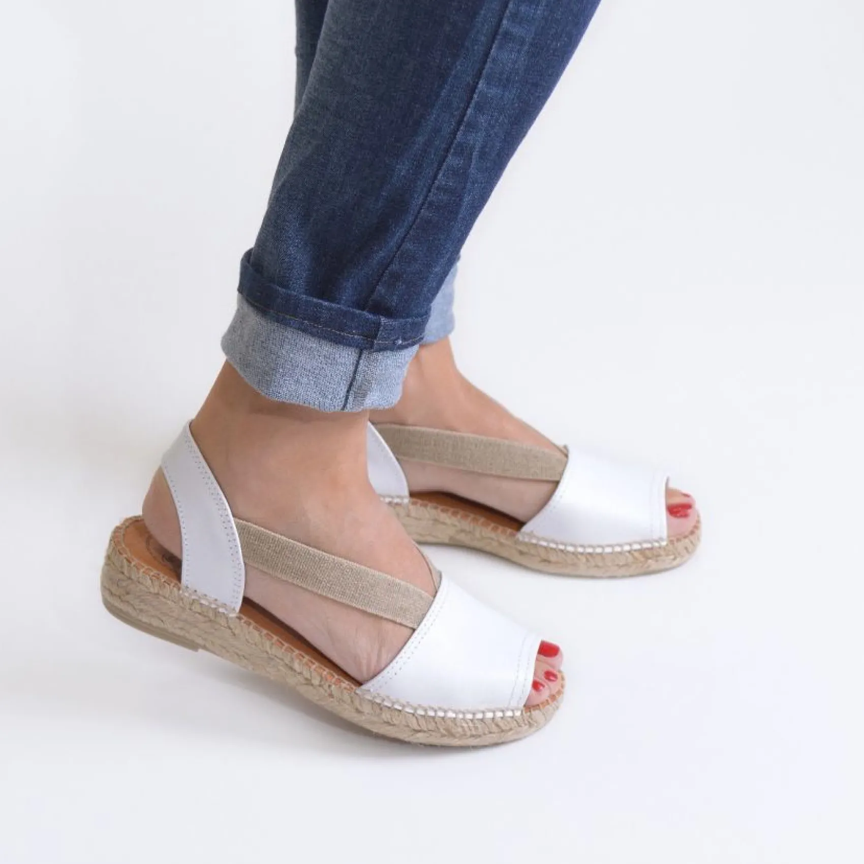 Espadrilles|Sandalen|Horsch Schuhe Espadrilles in Übergrößen Weiß