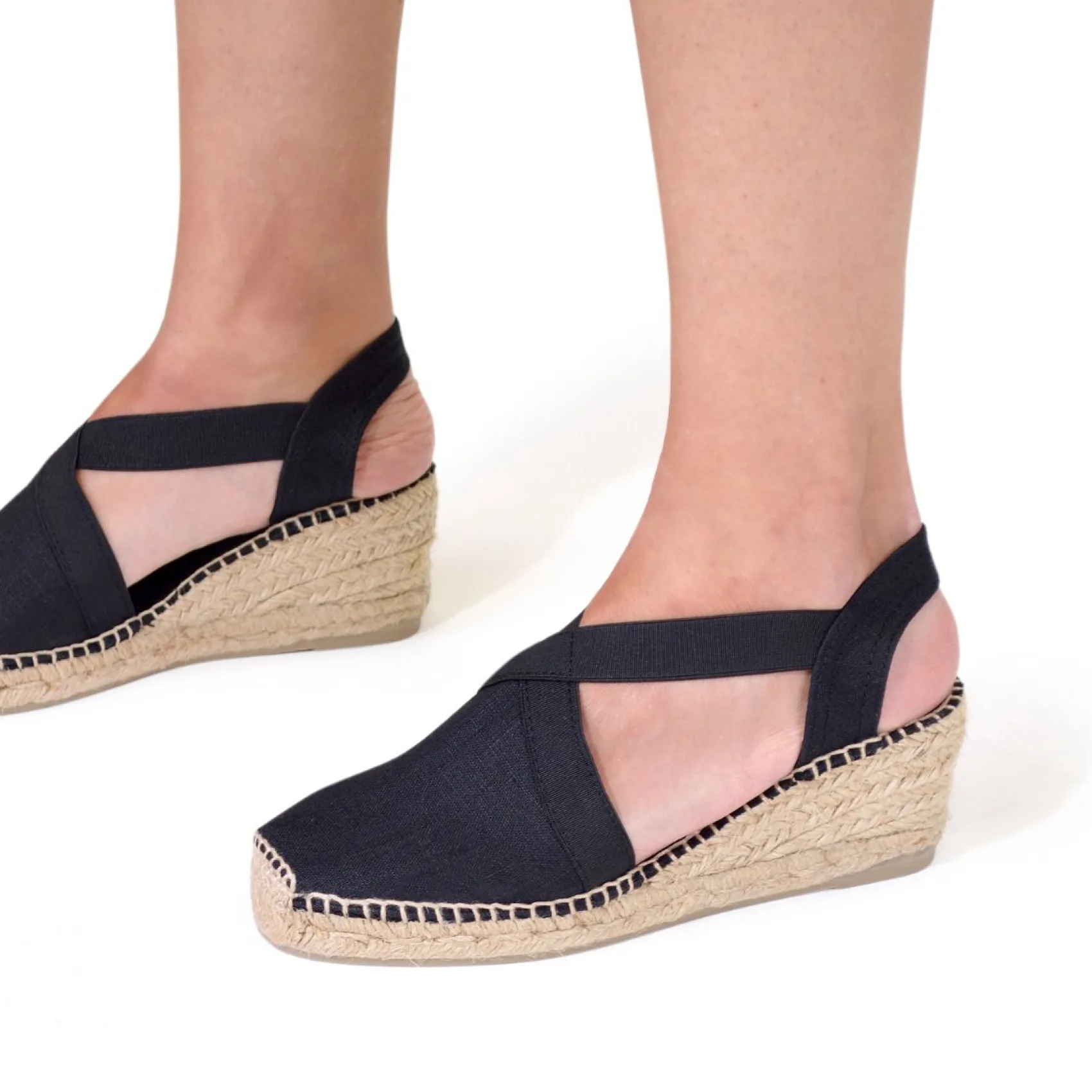 Espadrilles|Sandalen|Horsch Schuhe Espadrilles in Übergrößen Schwarz