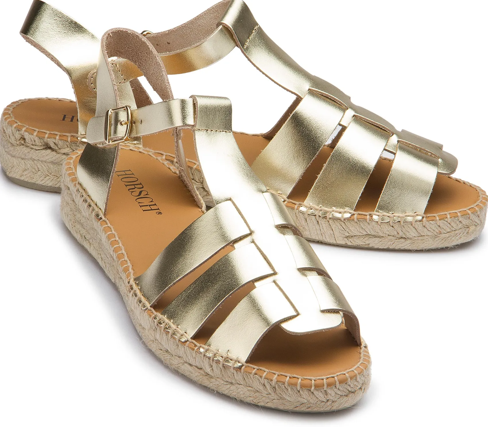 Espadrilles|Sandalen|Horsch Schuhe Espadrilles in Übergrößen Gold