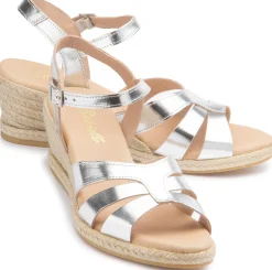 Espadrilles|Sandalen|Horsch Schuhe Espadrilles in Übergrößen Silber