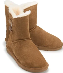 Stiefeletten|Boots|Bearpaw Lammfell-Boot in Übergrößen Braun