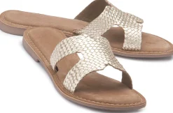 Sandalen|Pantoletten|Horsch Schuhe Pantolette in Übergrößen Gold