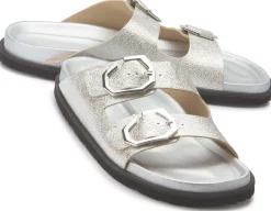 Sandalen|Pantoletten|Horsch Schuhe Pantolette in Übergrößen Silber