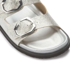 Sandalen|Pantoletten|Horsch Schuhe Pantolette in Übergrößen Silber