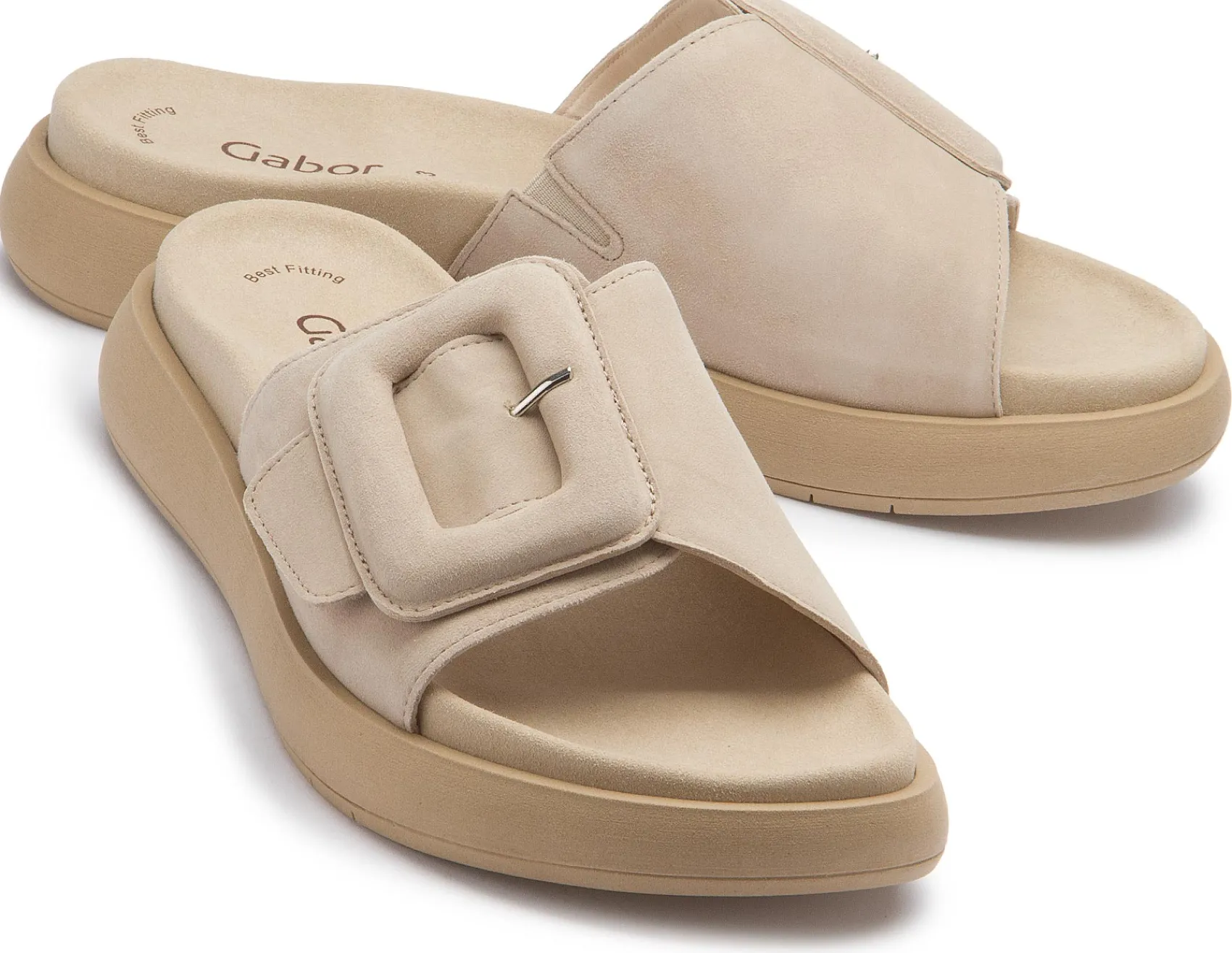 Sandalen|Pantoletten|Gabor Pantolette in Übergrößen Beige