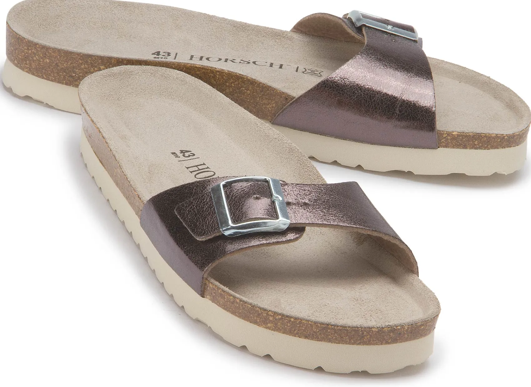 Sandalen|Pantoletten|Horsch Schuhe Pantolette in Übergrößen Silber