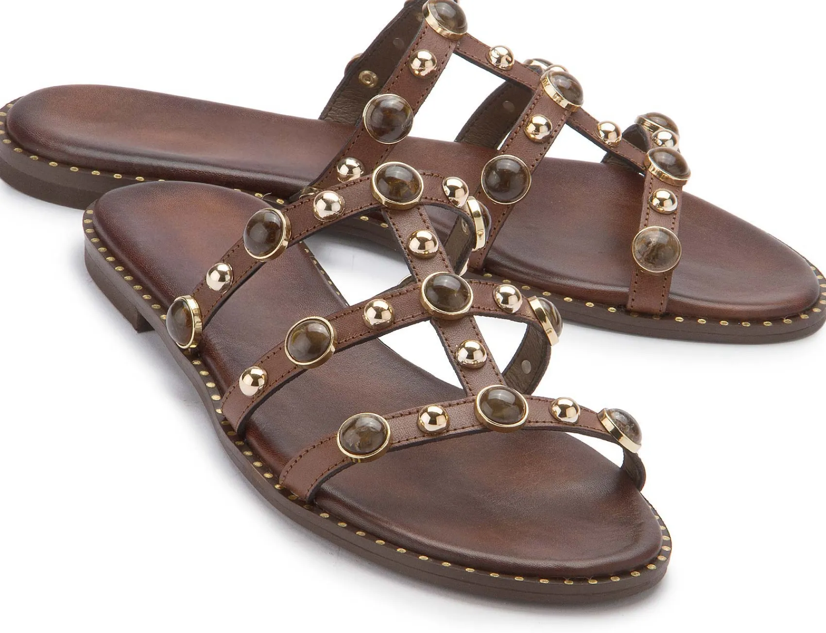 Sandalen|Pantoletten|Kotris Pantolette in Übergrößen Braun