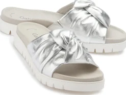 Sandalen|Pantoletten|Gabor Pantolette in Übergrößen Silber