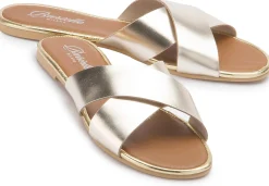 Sandalen|Pantoletten|Horsch Schuhe Pantolette in Übergrößen Silber/Gold