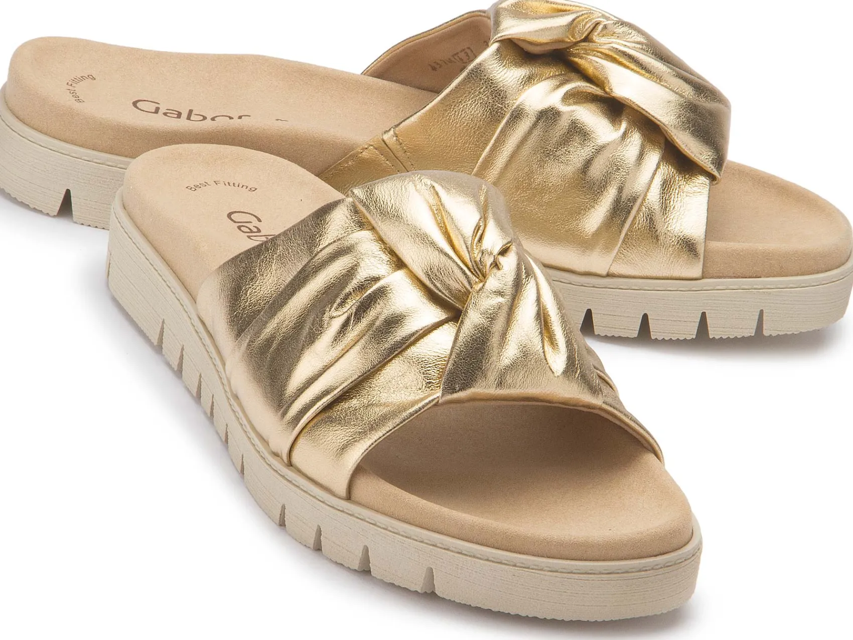 Sandalen|Pantoletten|Gabor Pantolette in Übergrößen Gold