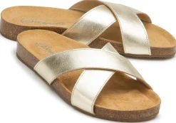 Sandalen|Pantoletten|Horsch Schuhe Pantolette in Übergrößen Gold