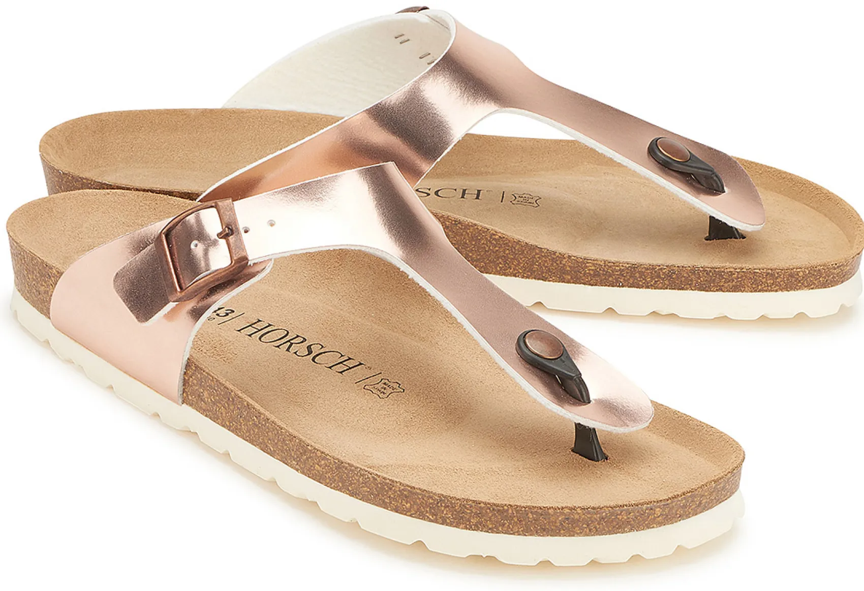 Zehentrenner|Sandalen|Horsch Schuhe Pantolette in Übergrößen Gold