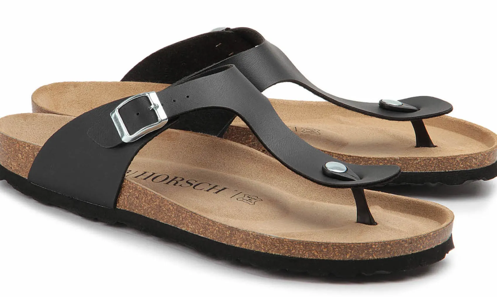 Zehentrenner|Sandalen|Horsch Schuhe Pantolette in Übergrößen Schwarz