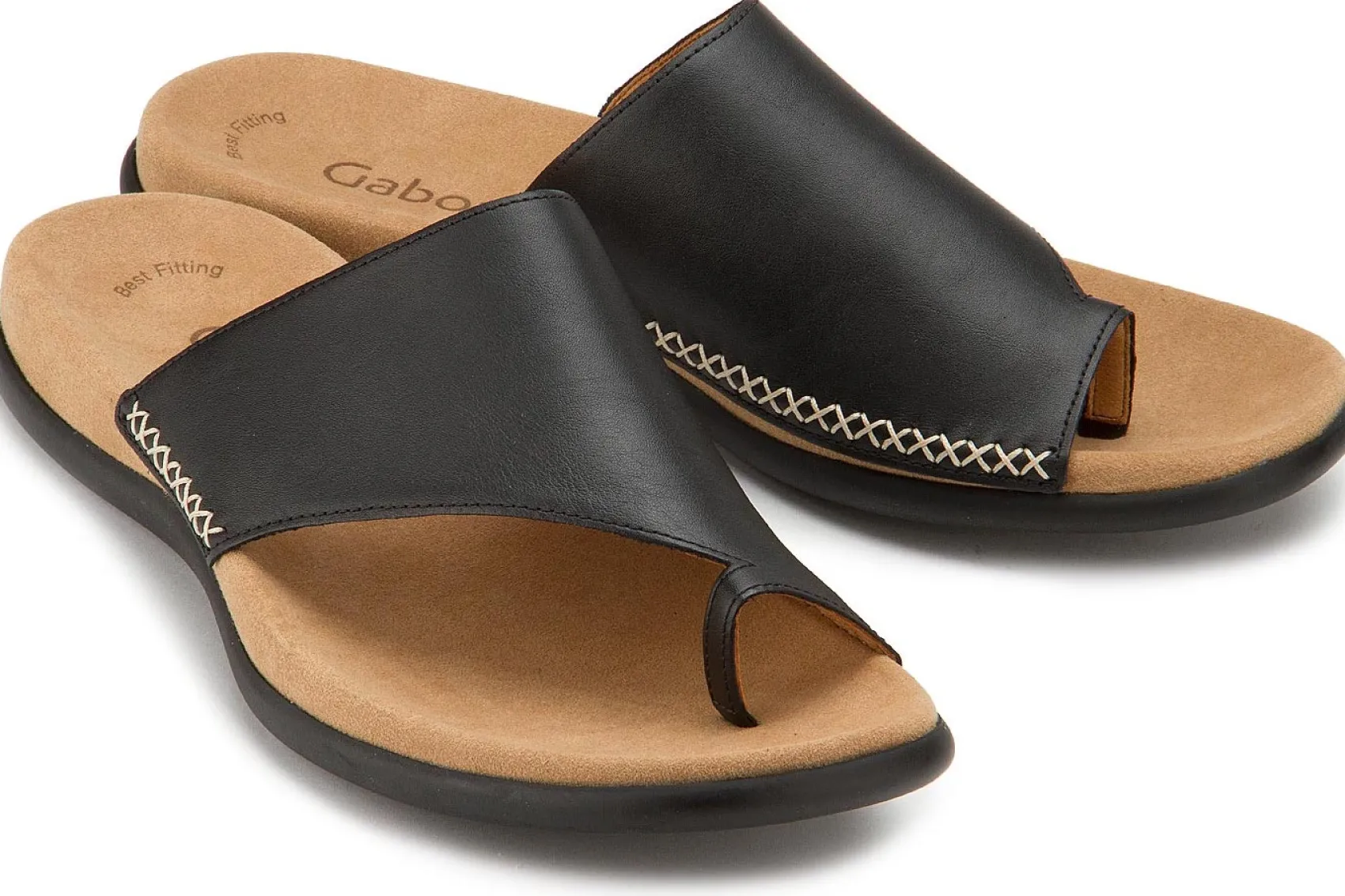 Zehentrenner|Sandalen|Gabor Pantolette in Übergrößen Schwarz