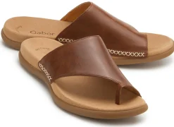 Zehentrenner|Sandalen|Gabor Pantolette in Übergrößen Braun