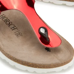 Zehentrenner|Sandalen|Horsch Schuhe Pantolette in Untergrößen Rot