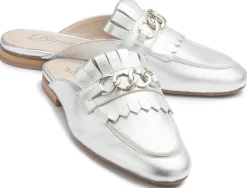Sandalen|Pantoletten|Horsch Schuhe Sabot in Übergrößen Silber