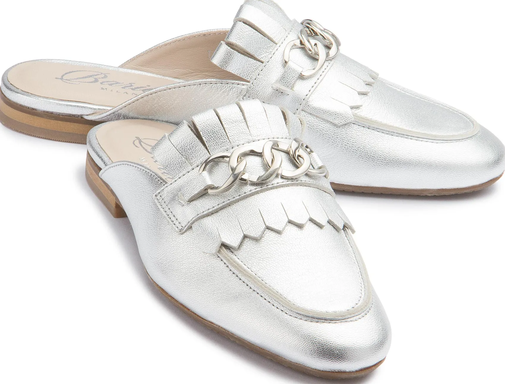 Sandalen|Pantoletten|Horsch Schuhe Sabot in Übergrößen Silber