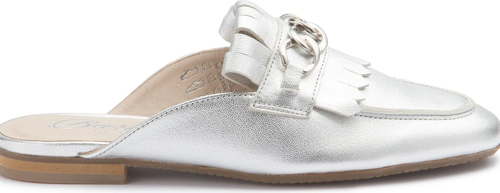 Sandalen|Pantoletten|Horsch Schuhe Sabot in Übergrößen Silber