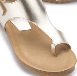 Zehentrenner|Sandalen|Horsch Schuhe Sandale in Übergrößen Silber/Gold