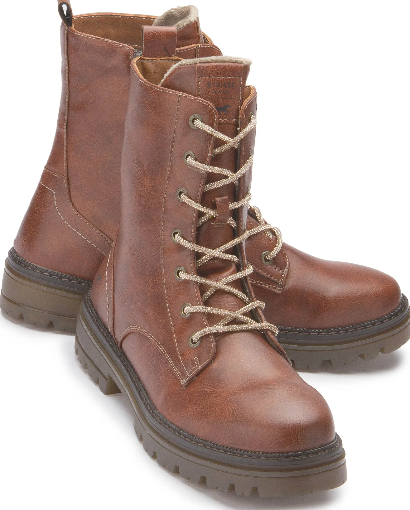 Stiefeletten|Mustang Damen Schnürboot in Übergrößen Braun