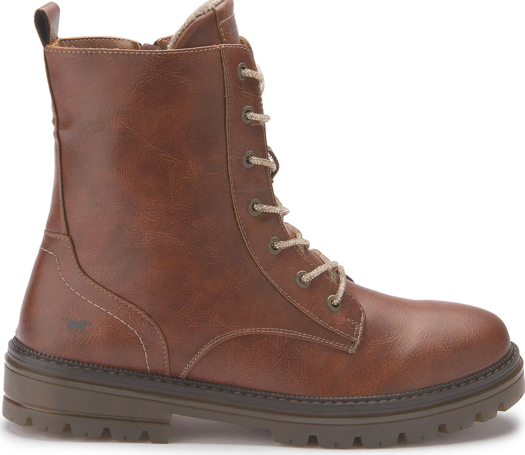 Stiefeletten|Mustang Damen Schnürboot in Übergrößen Braun