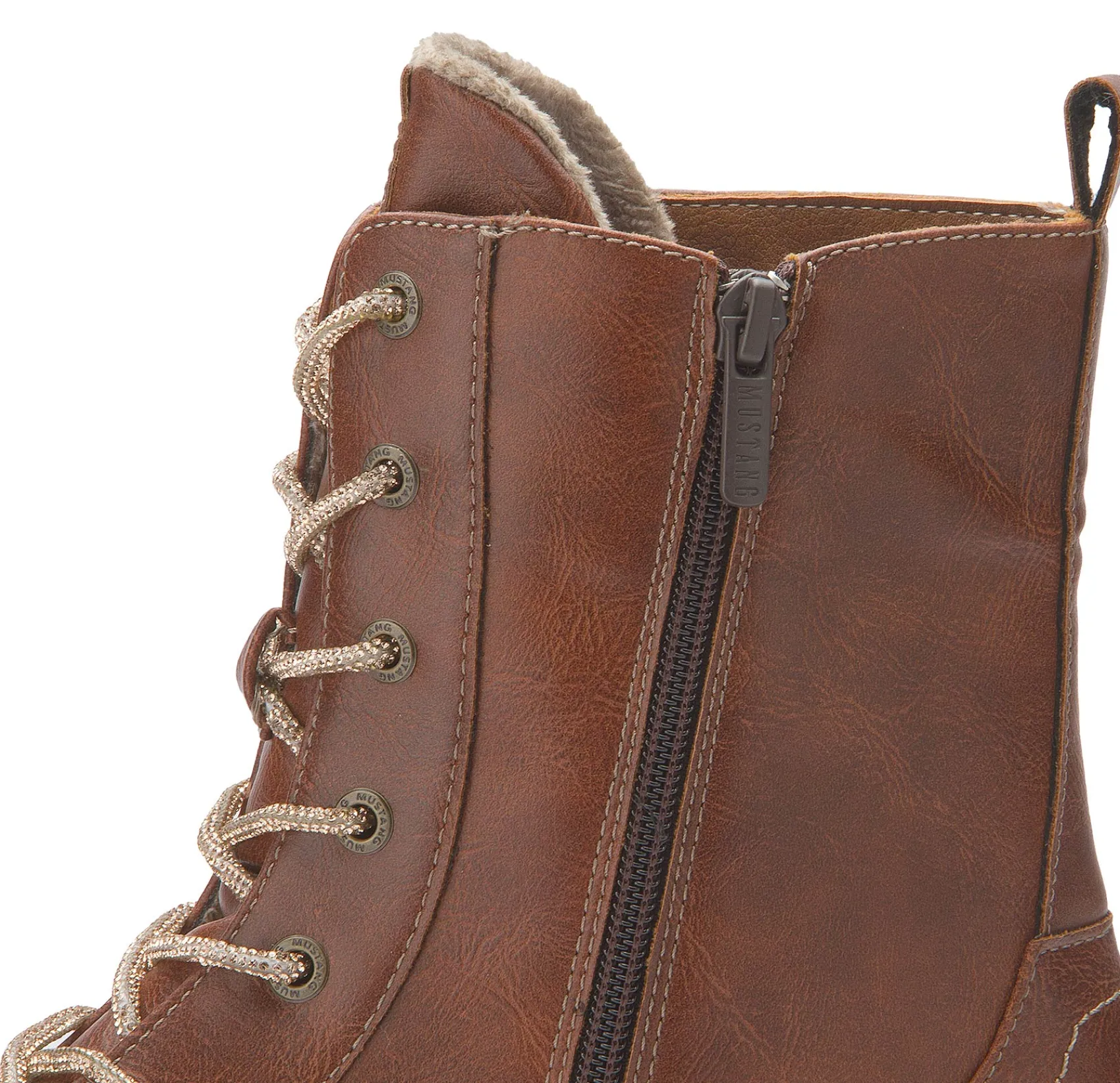 Stiefeletten|Mustang Damen Schnürboot in Übergrößen Braun