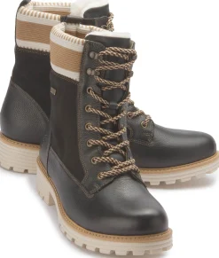 Stiefeletten|Boots|Remonte Schnürboot in Übergrößen Schwarz
