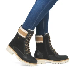 Stiefeletten|Boots|Remonte Schnürboot in Übergrößen Schwarz