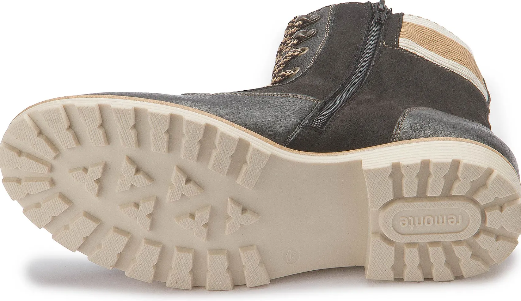 Stiefeletten|Boots|Remonte Schnürboot in Übergrößen Schwarz