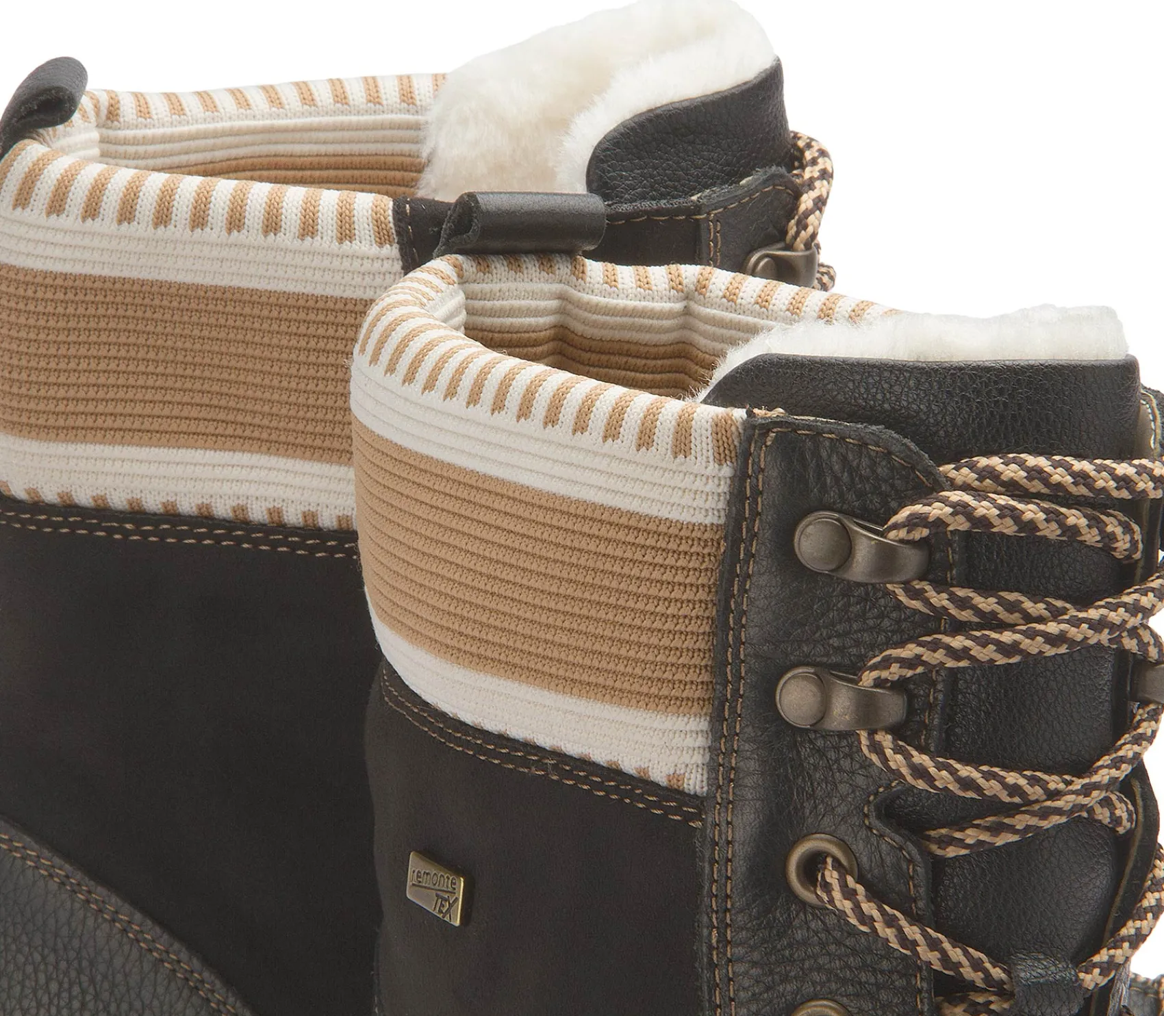 Stiefeletten|Boots|Remonte Schnürboot in Übergrößen Schwarz