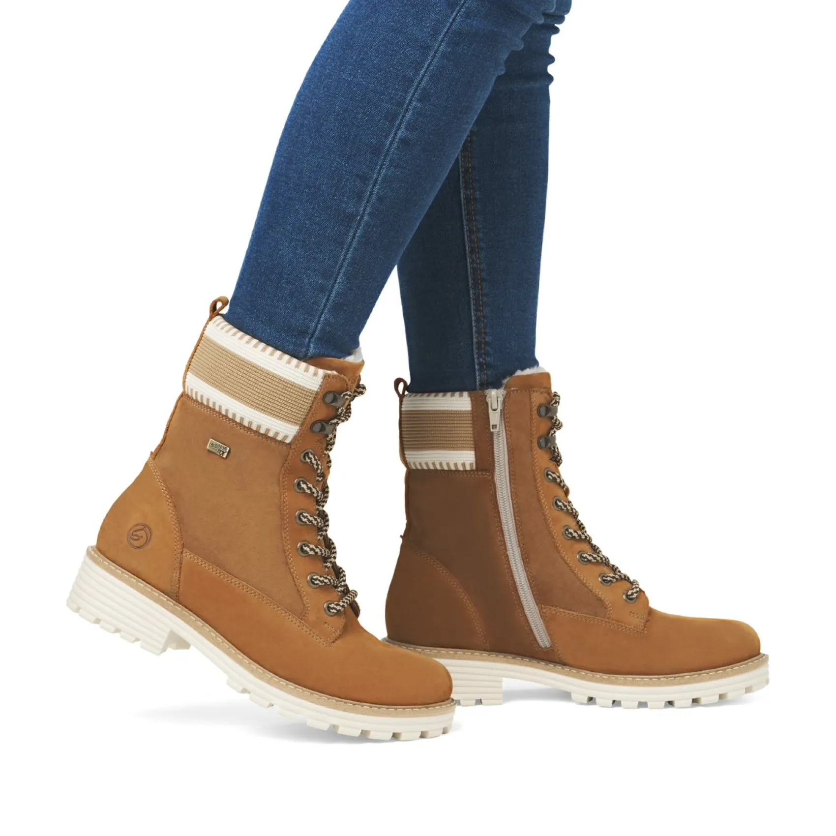 Stiefeletten|Boots|Remonte Schnürboot in Übergrößen Braun