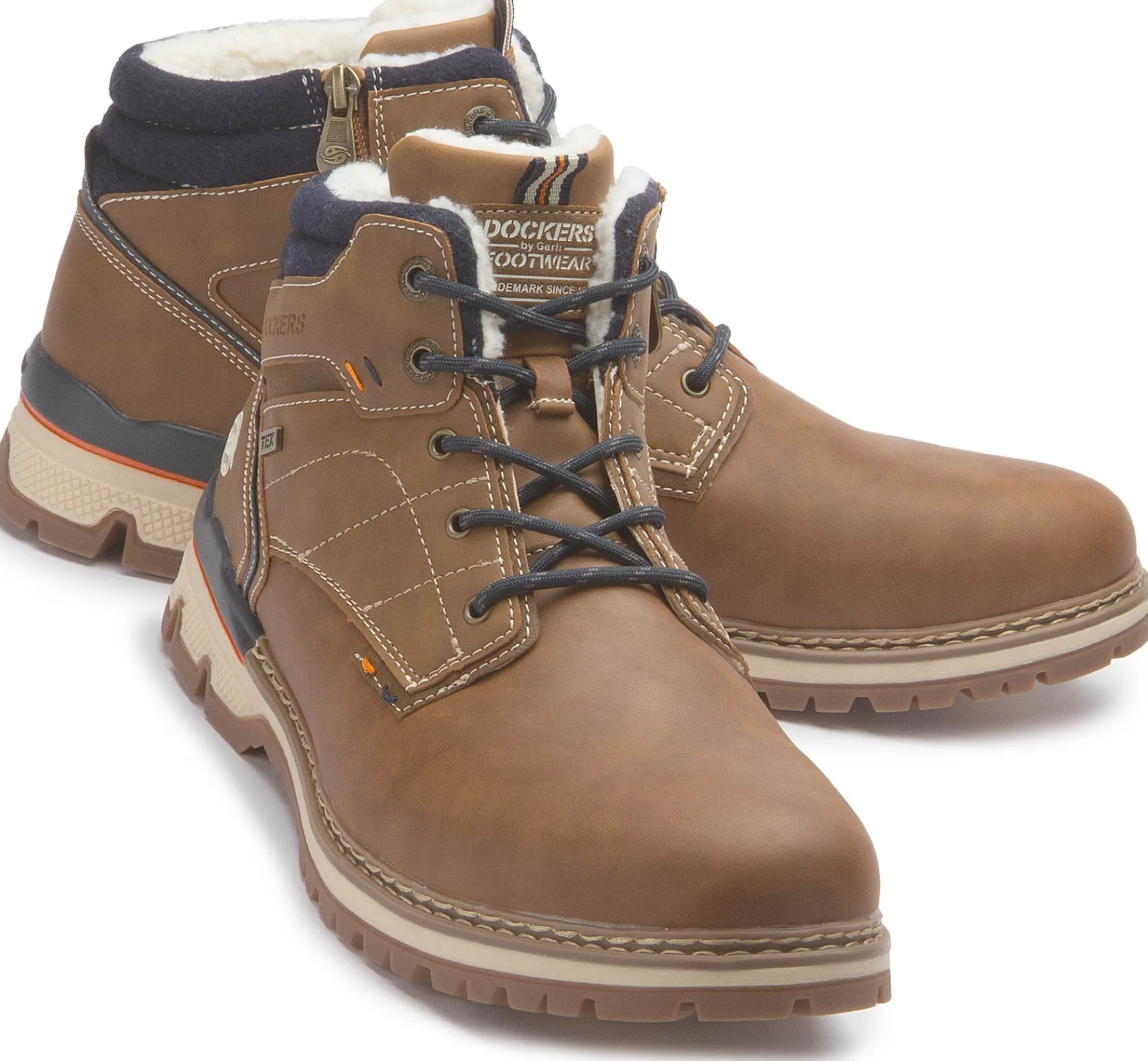 Stiefeletten|Schnürschuhe|Dockers Schnürboot in Übergrößen Braun