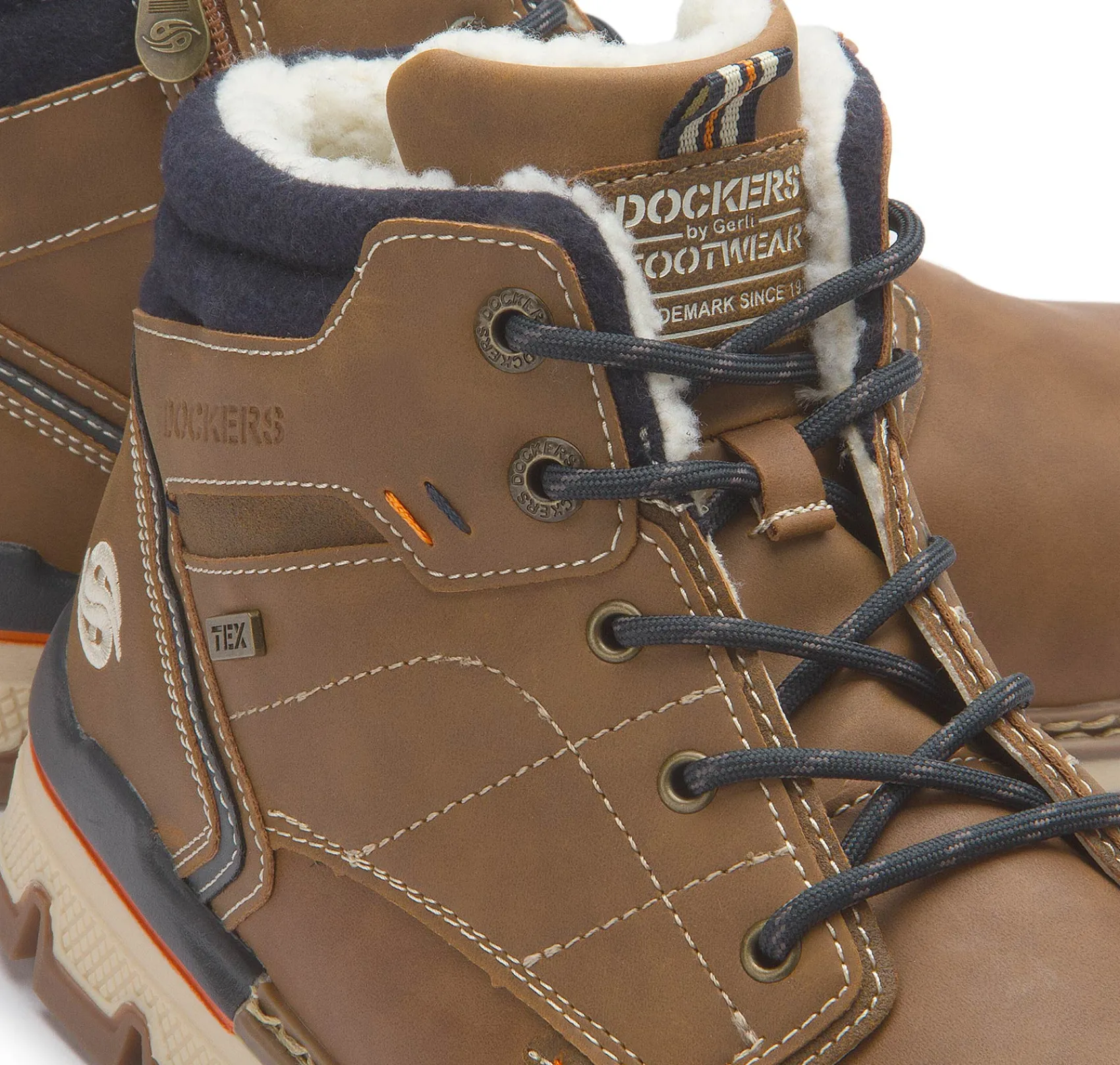 Stiefeletten|Schnürschuhe|Dockers Schnürboot in Übergrößen Braun