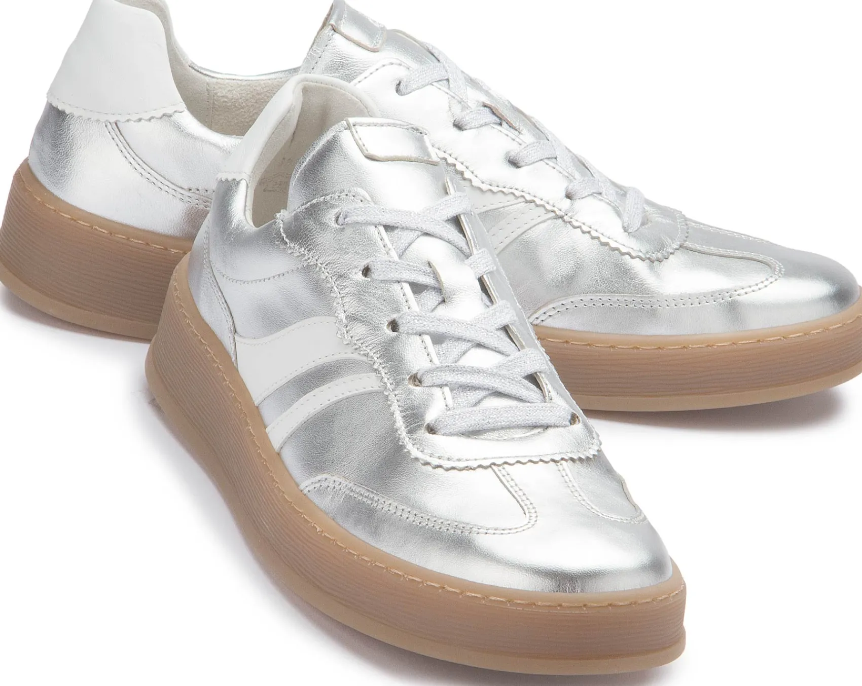 Sneaker|Schnürschuhe|Gabor Sneaker in Übergrößen Silber