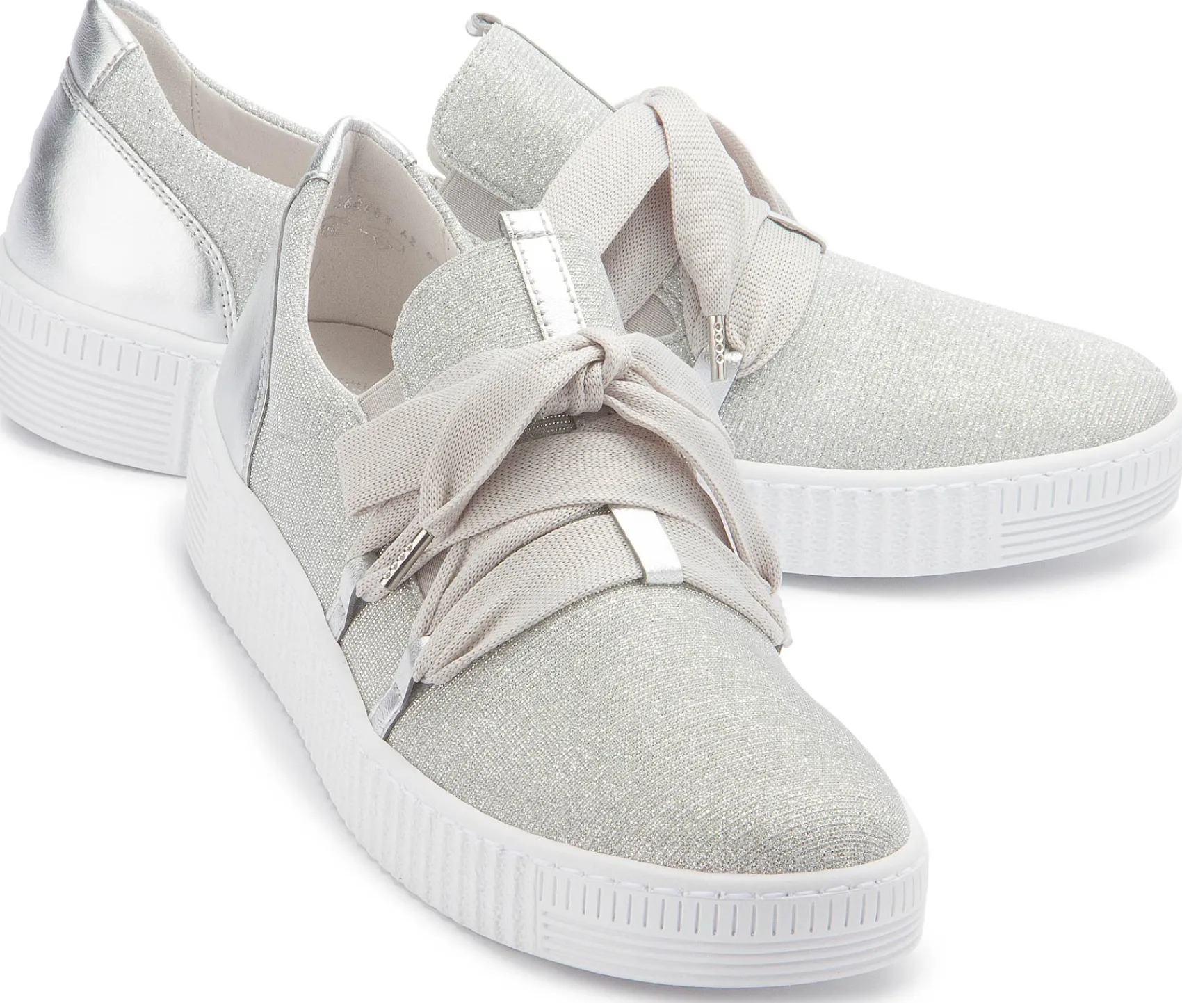 Sneaker|Schnürschuhe|Gabor Sneaker in Übergrößen Silber