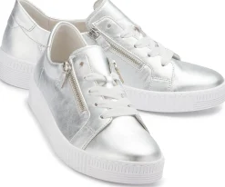 Sneaker|Schnürschuhe|Gabor Sneaker in Übergrößen Silber