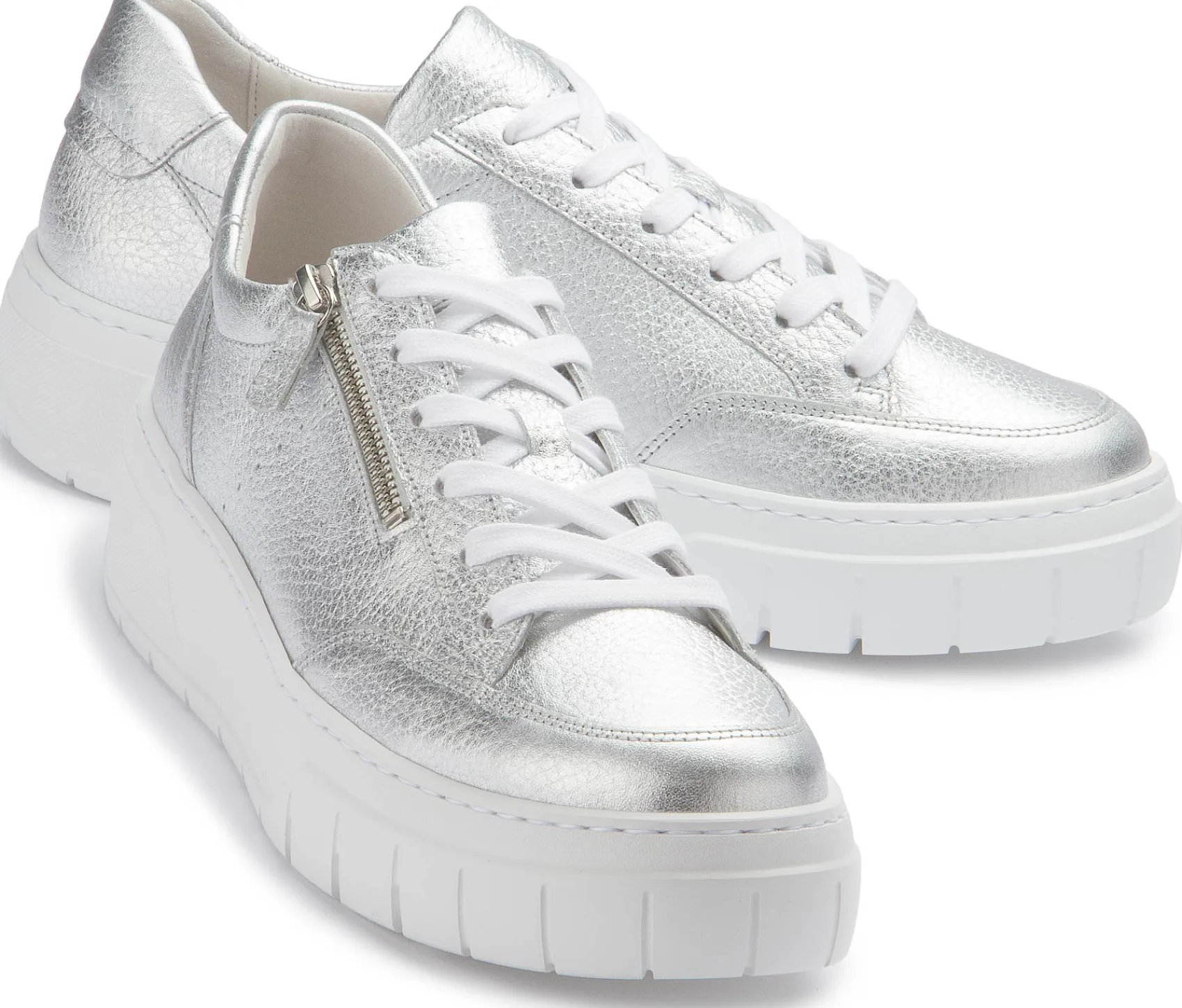 Sneaker|Schnürschuhe|Gabor Sneaker in Übergrößen Silber