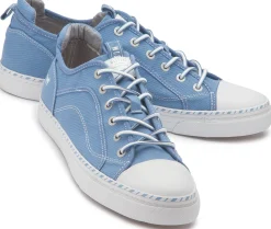 Sneaker|Schnürschuhe|Mustang Damen Sneaker in Übergrößen Blau