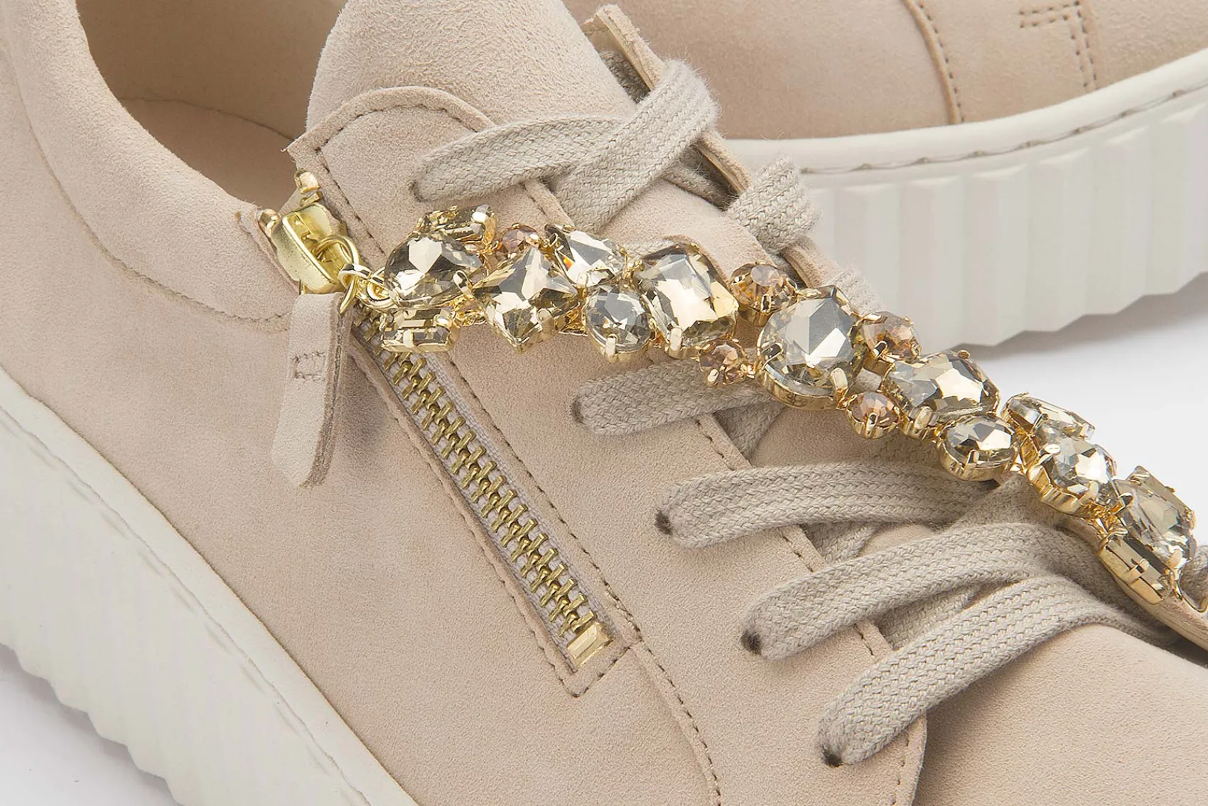 Sneaker|Schnürschuhe|Gabor Sneaker in Übergrößen Beige