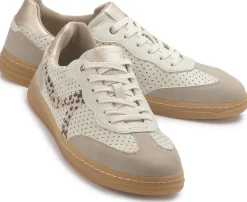 Sneaker|Schnürschuhe|Mustang Damen Sneaker in Übergrößen Beige