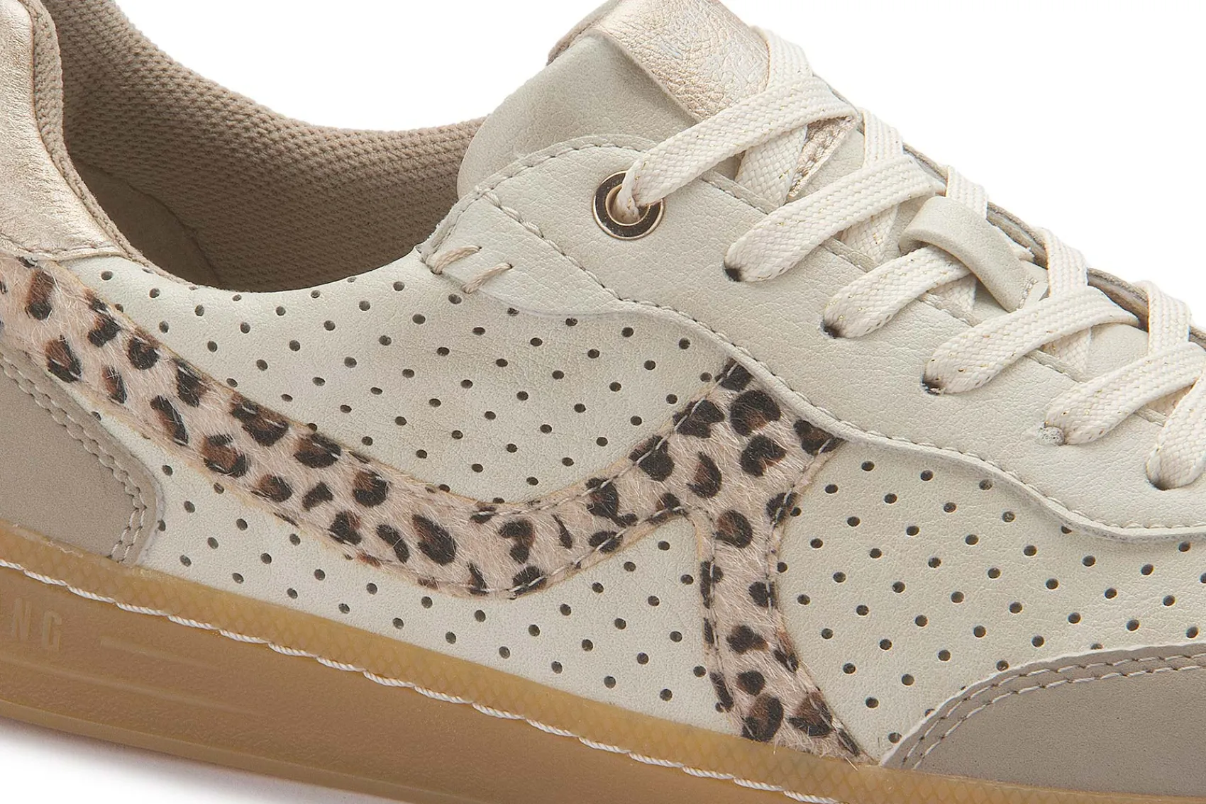 Sneaker|Schnürschuhe|Mustang Damen Sneaker in Übergrößen Beige