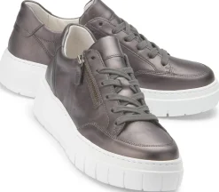 Sneaker|Schnürschuhe|Gabor Sneaker in Übergrößen Silber
