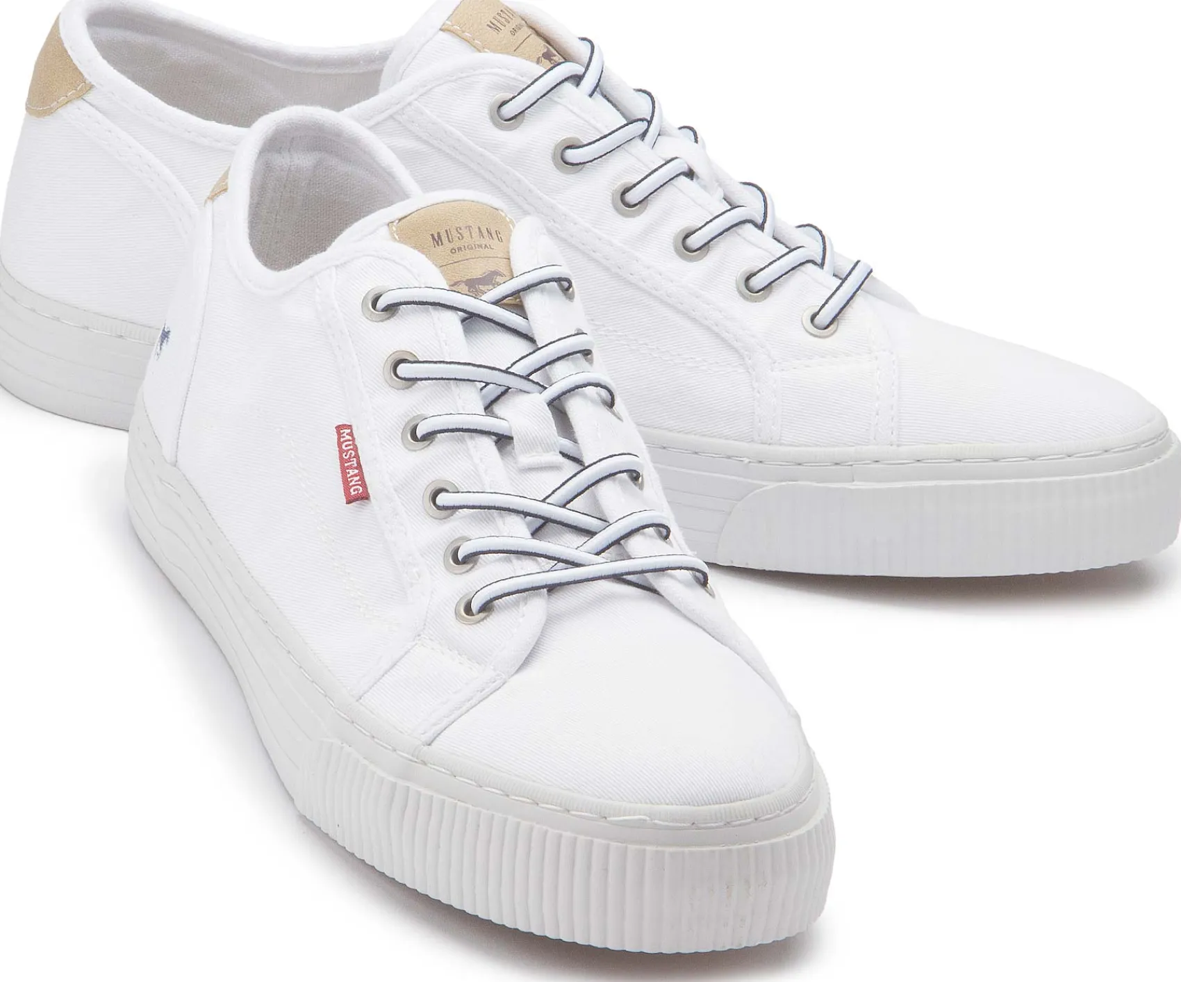 Sneaker|Schnürschuhe|Mustang Damen Sneaker in Übergrößen Weiß