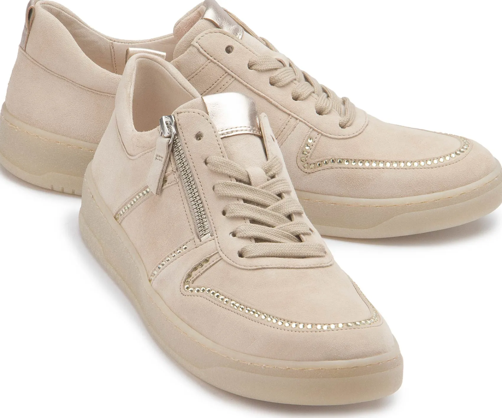 Sneaker|Schnürschuhe|Gabor Sneaker in Übergrößen Beige