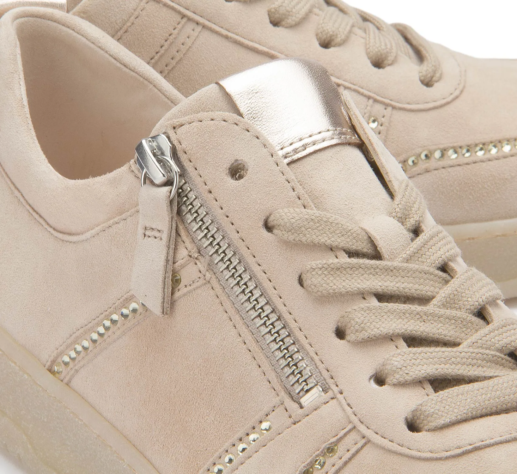 Sneaker|Schnürschuhe|Gabor Sneaker in Übergrößen Beige