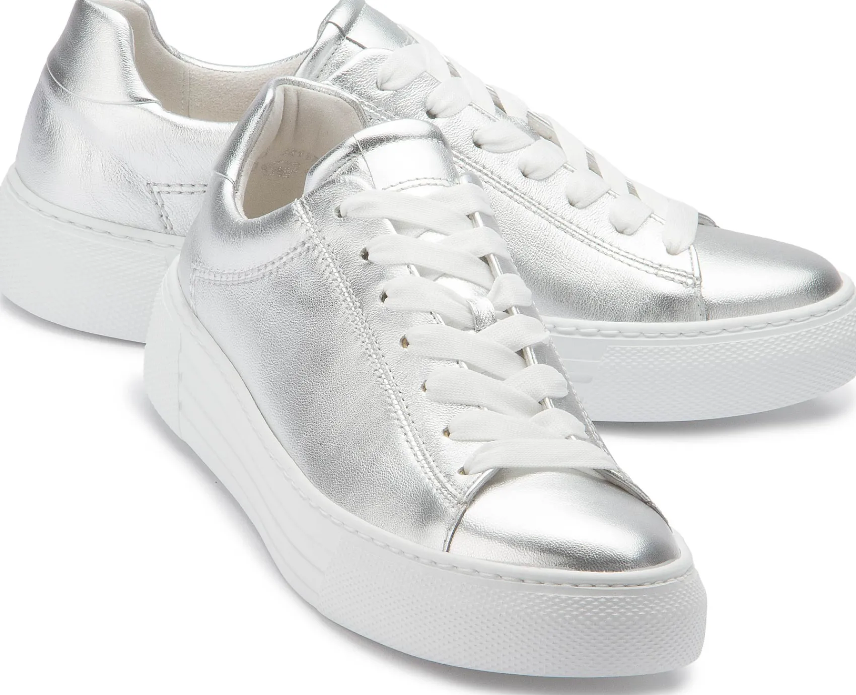 Sneaker|Schnürschuhe|Gabor Sneaker in Übergrößen Silber