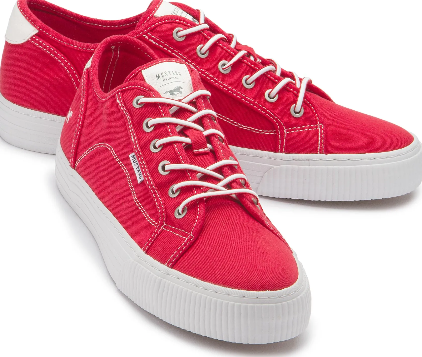 Sneaker|Schnürschuhe|Mustang Damen Sneaker in Übergrößen Rot