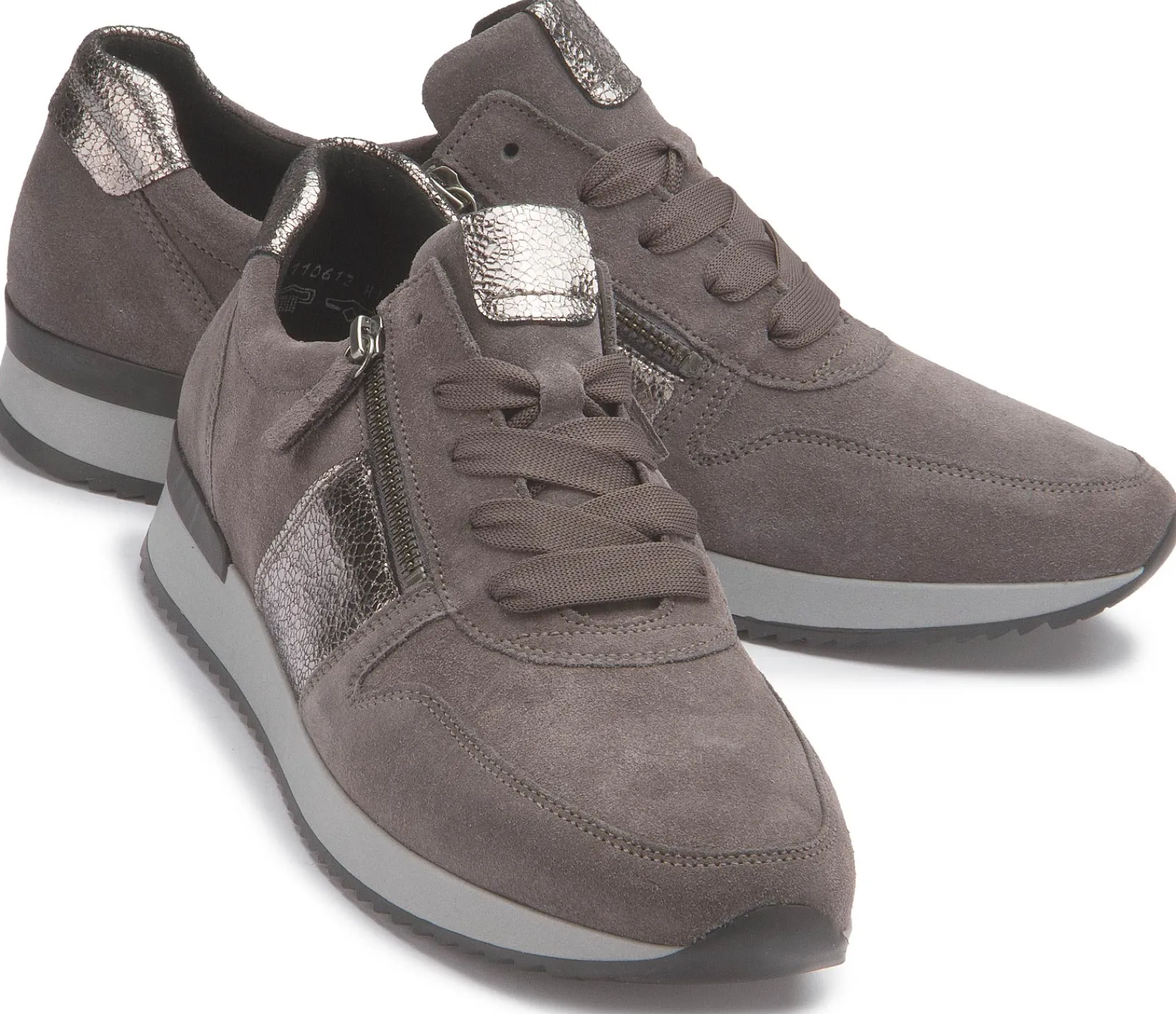 Sneaker|Schnürschuhe|Gabor Sneaker in Übergrößen Grau